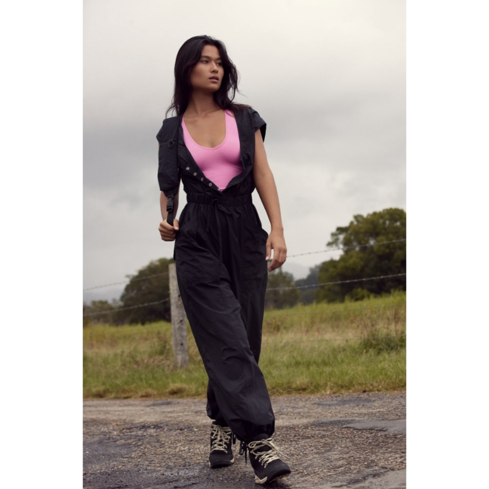 Free People Black Jumpsuit with Pink Top